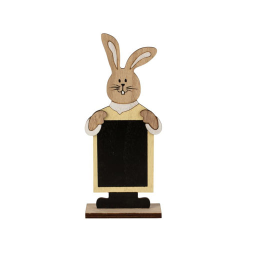 Picture of WOODEN EASTER BUNNY HOLDING BOARD 20CM - YELLOW